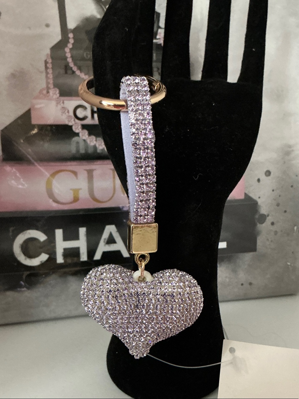 Sparkling Lavender Heart Keychain/Bag Charm
